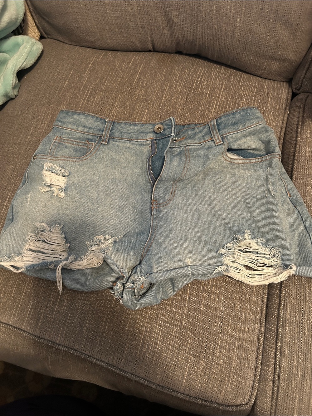 Chelsea & Violet Light Blue Distressed Denim Shorts